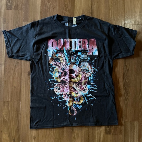🆕 NWT Pantera Drill Bit Skull & Snake 🐍 T-shirt size Small Hot Topic 🎸 - Picture 4 of 7